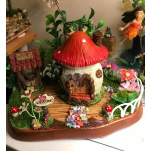 Kép 2/3 - Tündérkert ház gomba poly 7,8x6,4x10,7cm piros,fehér