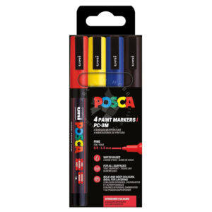 Kép 1/7 - UNI POSCA akrilfilctoll készlet, PC-3M 4db ALAPSZÍNEK