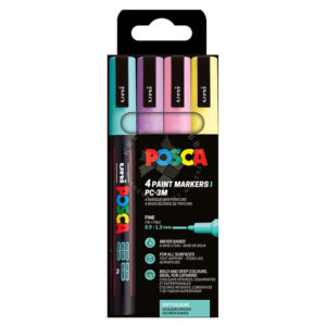 Kép 1/7 - UNI POSCA akrilfilctoll készlet, PC-3M 4db LÁGY SZÍNEK