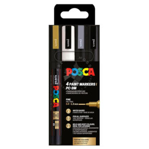 Kép 1/7 - UNI POSCA akrilfilctoll készlet, PC-3M 4db ÜNNEPI SZÍNEK