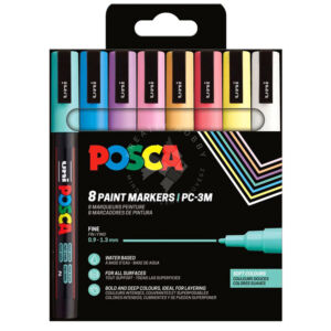 Kép 1/7 - UNI POSCA akrilfilctoll készlet, PC-3M 8db LÁGY SZÍNEK