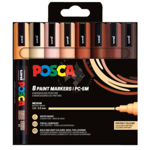 Kép 1/8 - UNI POSCA akrilfilctoll készlet, PC-5M 8db PORTRÉ SZÍNEK