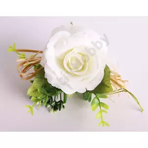 Kép 1/2 - Művirág rózsa pick, levélel és bogyóval, fehér 26cm