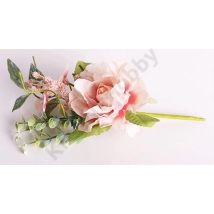 Kép 1/2 - Művirág rózsa pick, levélel és bogyóval, rózsaszín 26cm