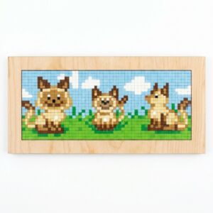 Kép 2/2 - Pixel fa képkeret, 3 db - 6 x 6 cm alaplaphoz