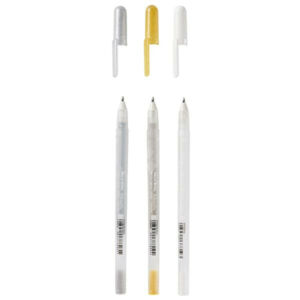 Kép 2/4 - SAKURA zselés toll készlet 0,4mm arany, ezüst, fehér