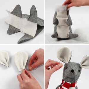 Kép 3/4 - Kreatív készlet varrás, Egér ajándékkal, 30cm