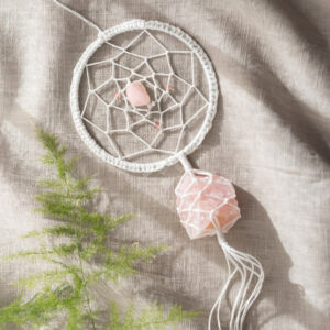Kép 1/5 - Mini makramé készlet: Álomfogó rózsakvarccal 