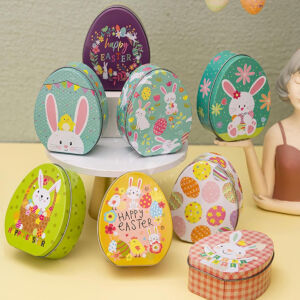 Kép 4/5 - Nyuszis fémdoboz, tojás alakú