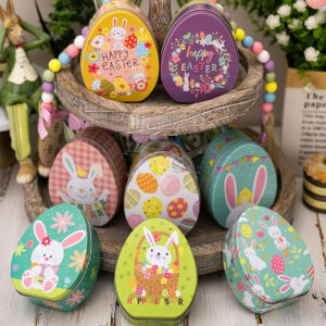 Kép 5/5 - Nyuszis fémdoboz, tojás alakú