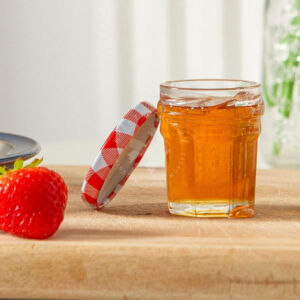 Kép 2/3 - Mini befőttesüveg kockás tetővel, 45ml