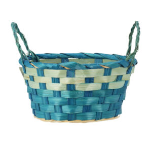 Kép 1/3 - Színes fonott bambuszkosárka, 18x9 cm