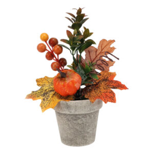 Kép 1/2 - Őszi asztaldísz, beton hatású kaspóban 21cm B