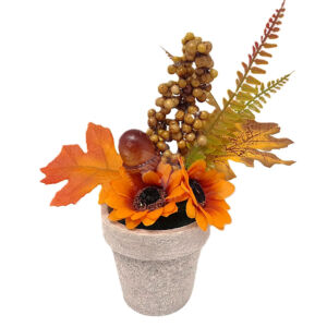 Kép 1/2 - Őszi asztaldísz, beton hatású kaspóban 21cm C