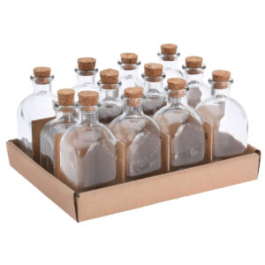 Kép 2/3 - Üvegpalack szögletes, parafa dugóval 120ml