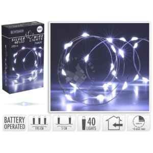 Kép 1/2 - drótos ledfüzér, 40db-os, hideg fényű