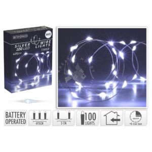 Kép 1/2 - drótos ledfüzér, 100db-os, hideg fényű