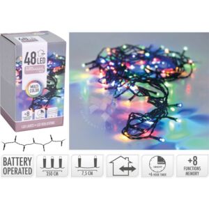 Kép 1/3 - Ledfüzér, 48db-os, időzítős, színes