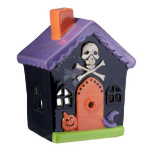 Kép 1/3 - Halloween kerámia mécsestartó házikó