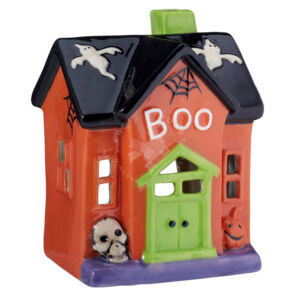 Kép 1/4 - Halloween kerámia mécsestartó házikó