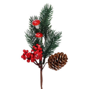 Kép 1/2 - Karácsonyi betűző, fenyőág gombával, bogyóval és tobozzal 20cm