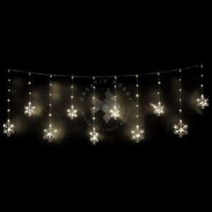 Kép 2/5 - Ledfüggöny hópelyhekkel, 2m x 60cm