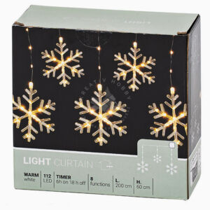 Kép 4/5 - Ledfüggöny hópelyhekkel, 2m x 60cm