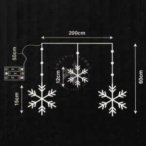 Kép 5/5 - Ledfüggöny hópelyhekkel, 2m x 60cm