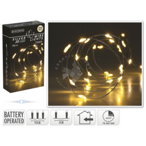 Kép 1/2 - drótos ledfüzér, 40db-os, melegfényű