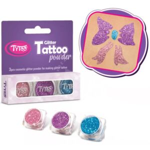 Kép 1/3 - Csillámpor szett 3x2,5ml Babarózsaszín, Világos mályva, Türkizkék