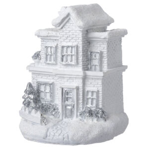 Kép 2/5 - Téli házikó LED-világítással, fehér-ezüst