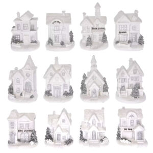 Kép 5/5 - Téli házikó LED-világítással, fehér-ezüst