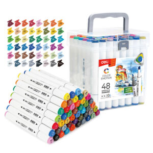 Kép 4/10 - Deli Sketch Marker, kétvégű alkoholos filctoll 48db