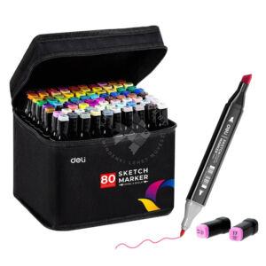 Kép 1/5 - Deli Sketch Markers, kétvégű alkoholos filctoll készlet, 80db