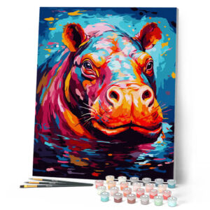 Kép 1/7 - Figured'Art Számozott kifestő 40x50cm, Absztrakt színű víziló