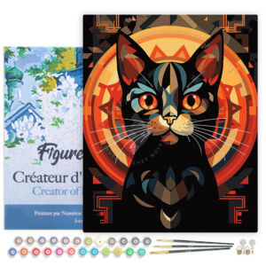 Kép 1/8 - Figured'Art Számozott kifestő 50x40cm, Art Déco macska