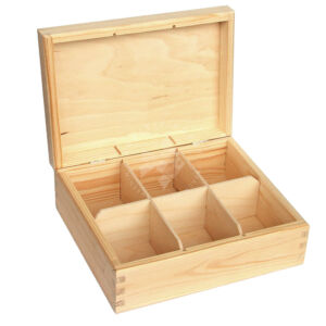 Kép 2/3 - Fa teás doboz, 6 rekeszes