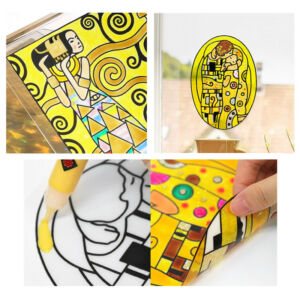 Kép 2/2 - AMOS Üvegmatrica-festék előkontúrozott matricákkal, GUSTAV KLIMT (2x22ml+10x10,5ml) 