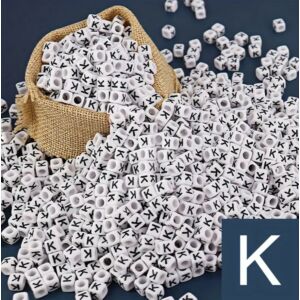 Kép 1/2 - Műanyag kocka betűgyöngy 7x7mm  "K"