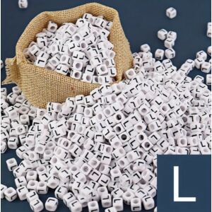 Kép 1/2 - Műanyag kocka betűgyöngy 7x7mm &quot;L&quot;