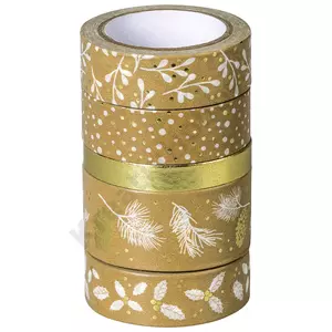 Kép 2/2 - dekor ragasztószalag karácsonyi washi tape arany natúr fehér