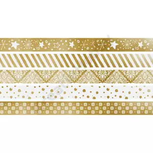 Kép 2/2 - dekor ragasztószalag washi tape arany fehér