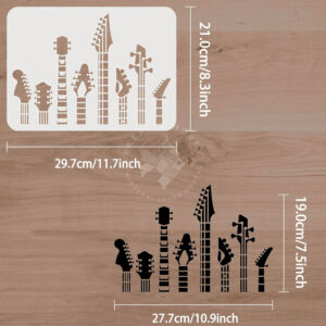 Kép 2/5 - Stencil 21x29,7cm, gitár mintás