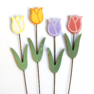 Kép 2/2 - Fatulipán drótszárral, 25 cm