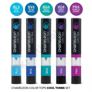 Kép 2/3 - Chameleon Color Tops színkeverő kupak, 5 db – hideg árnyalatok