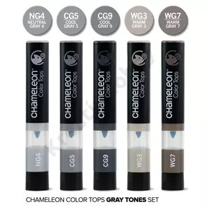Kép 2/3 - Chameleon Color Tops színkeverő kupak, 5 db – szürke árnyalatok