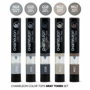 Kép 2/3 - Chameleon Color Tops színkeverő kupak, 5 db – szürke árnyalatok