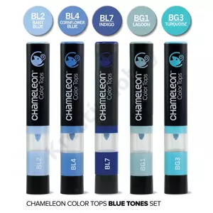 Kép 2/3 - Chameleon Color Tops színkeverő kupak, 5 db – kék árnyalatok