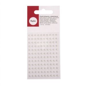 Kép 1/6 - Műanyag öntapadós félgyöngy 3mm, 120 db FEHÉR