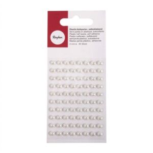 Kép 1/6 - Műanyag öntapadós félgyöngy 5mm, 80 db FEHÉR